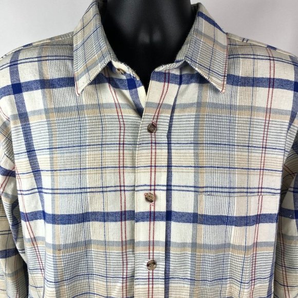 Rugged Terrain Mens gray Plaid Flannel Button Down Shirt Size XL Vintage - Picture 2 of 5